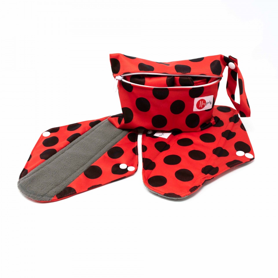 Hey Girls - unfolded Reusable Pads and Wet Bag
