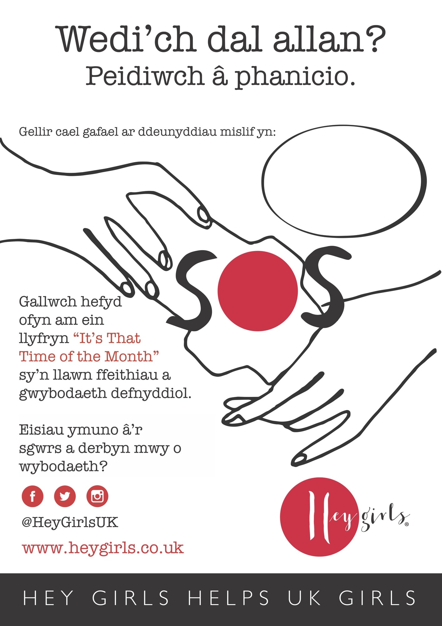 Hey Girls education poster in Welsh