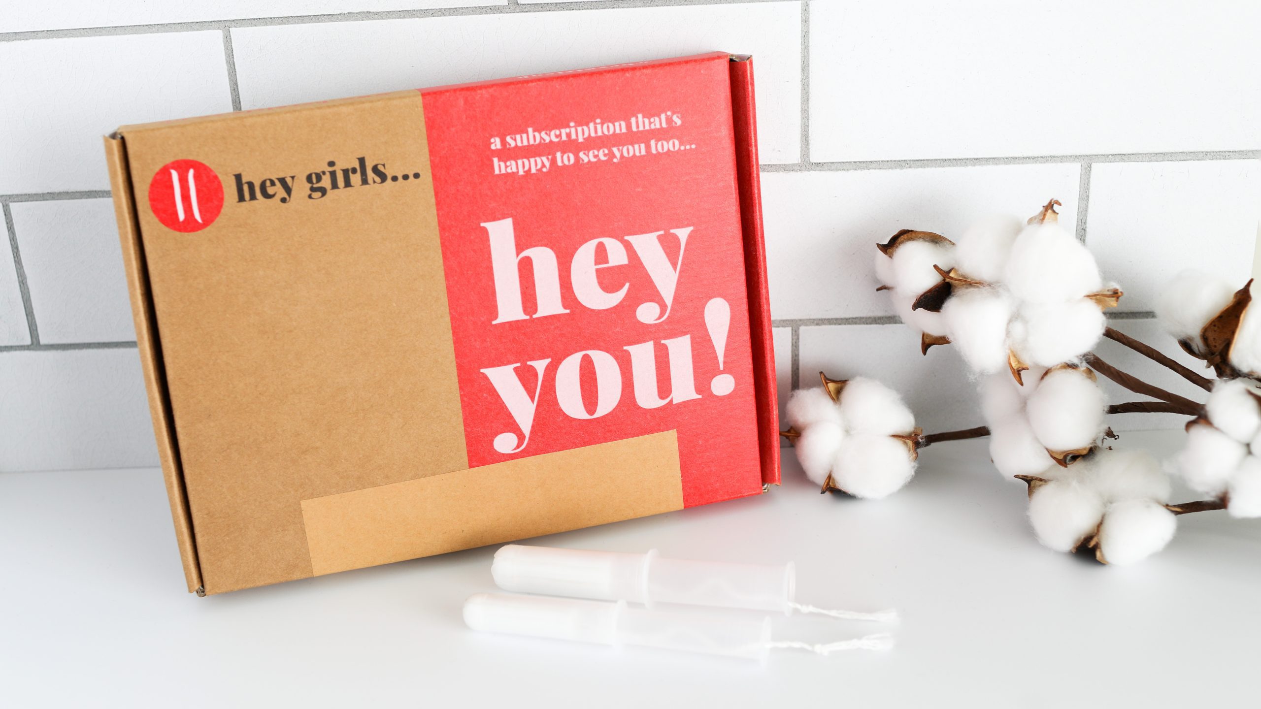 HG806 Mixed PB Tampon 3 box of plant based tampons with a cotton branch beside it